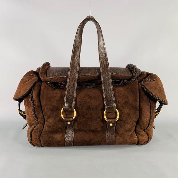 YVES SAINT LAURENT Brown Shearling Leather Shoulder Handbag - Picture 4 of 11